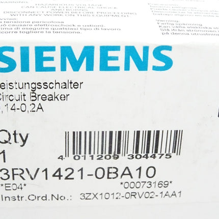 Siemens Leistungsschalter 3RV1421-0BA10 / Neu OVP - Maranos.de