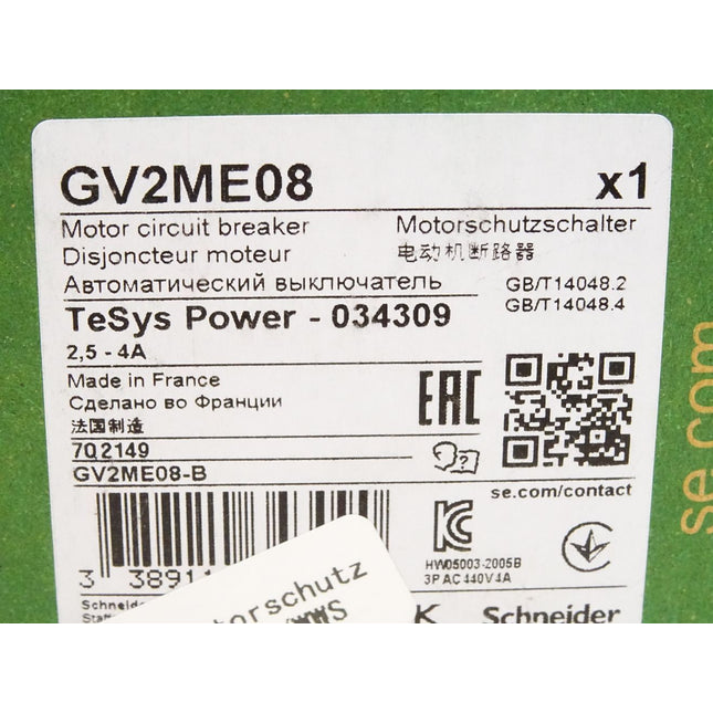 Schneider Electric GV2ME08 702149 Motorschutzschalter / Neu OVP - Maranos.de