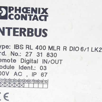 Phoenix Contact Wendelast-Motorschalter Interbus IBS RL 400 MLR R DIO 6/1 LK2MBD 2731830 - Maranos.de