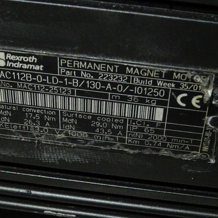 Indramat Rexroth MAC112B-0-LD-1-B/130-A-0/-I01250 Servomotor / 223232 Magnet Motor - Maranos.de