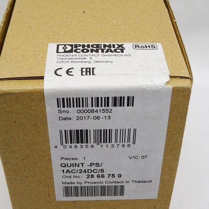 Phoenix Contact 2866750 QUINT-PS/1AC/24DC/ 5 Stromversorgung / Neu OVP versiegelt - Maranos.de