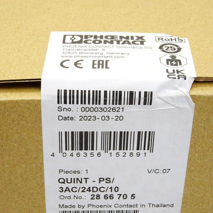 Phoenix Contact Stromversorgung 2866705 QUINT-PS/3AC/24DC/10 / Neu OVP versiegelt - Maranos.de