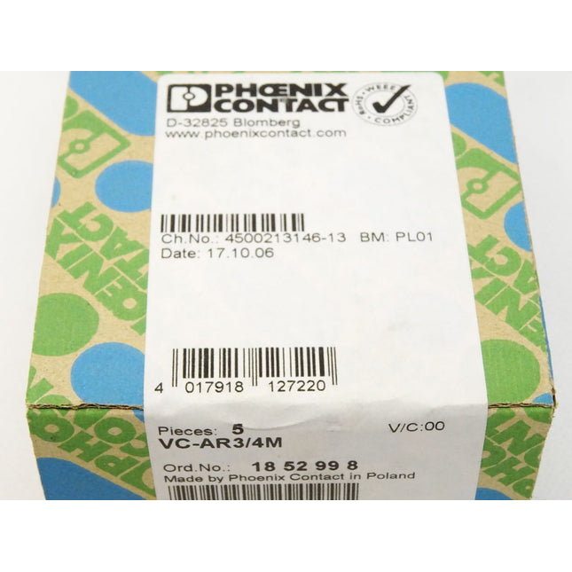 Phoenix Contact VC-AR3/4M / 1852998 / Inhalt : 5 Stück / Neu OVP versiegelt - Maranos.de