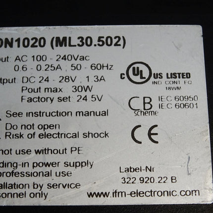 Ifm electronic DN1020 ML30.502 Schaltnetzteil 24 V DC - Maranos.de