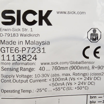 Sick 1113824 GTE6-P7231 Miniatur-Lichtschranke / Neu OVP - Maranos.de