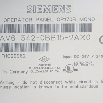 Siemens Backcover Rückschale Panel OP170B Mono 6AV66542-0BB15-2AX0 6AV6 6542-0BB15-2AX0 - Maranos.de