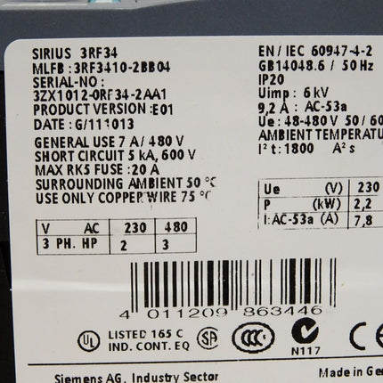 Siemens 3RF3410-2BB04 Halbleiterschütz - Maranos.de