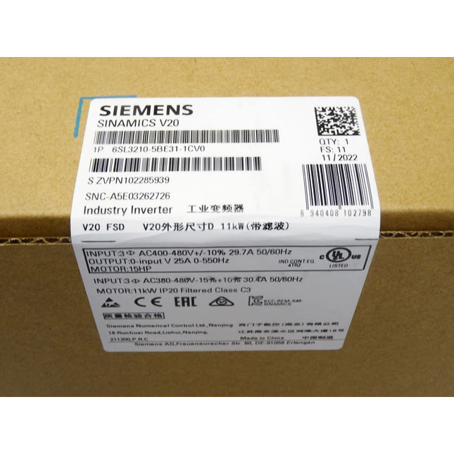 Siemens Sinamics V20 6SL3210-5BE31-1CV0 6SL3 210-5BE31-1CV0 / Neu OVP versiegelt - Maranos.de