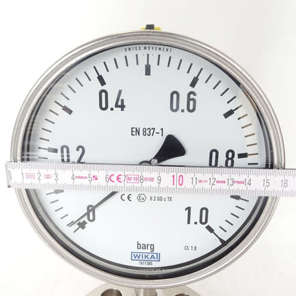 Wika Manometer nach EN 837-1 mit angebautem Druckmittler 0...+1 barg / 9226.01 990.26 / Neu - Maranos.de