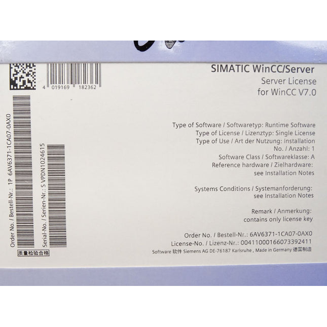 Siemens 6AV6371-1CA07-0AX0 SIMATIC WinCC/Server V7.0 / Neu OVP - Maranos.de