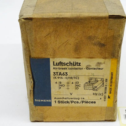 Siemens Luftschütz 3TA63 (K915-0/H8/TC) / neu OVP versigelt - Maranos.de