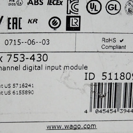 Wago 753-430 8-Kanal-Digitaleingang / Neu OVP versiegelt - Maranos.de