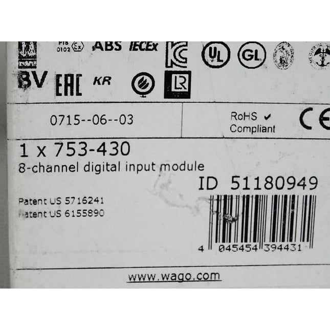 Wago 753-430 8-Kanal-Digitaleingang / Neu OVP versiegelt - Maranos.de