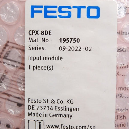 Festo 195750 CPX-8DE Eingangsmodul / Neu OVP versiegelt - Maranos.de