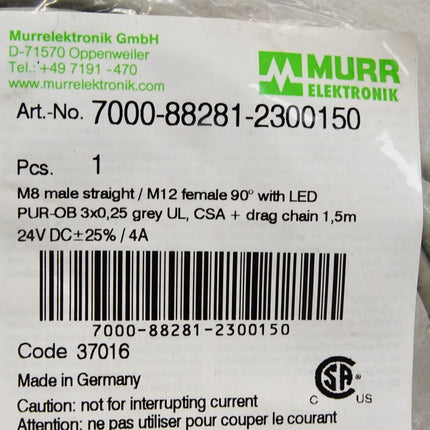 Murr Elektronik Kabel 7000-88281-2300150 / Neu OVP - Maranos.de