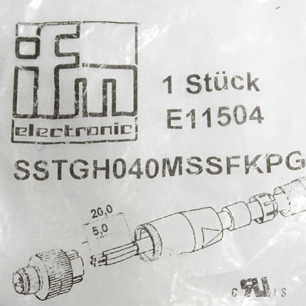 Ifm electronic SSTGH040MSSFKPG Konfektionierbarer Stecker / Neu OVP - Maranos.de