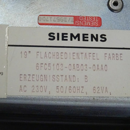 Siemens INDEX C 200-4 Stromversorgung 6EW1960-5AA 19&#180;&#180; Flachbedientafel Farbe  6FC5103-0AB03-0AA0 - Maranos.de