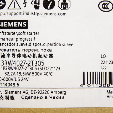 Siemens Sanftstarter 3RW4027-2TB05 / Neu OVP - Maranos.de