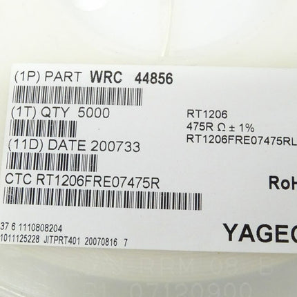 5000x YAGEO RT1206FRE07475RL / RT1206 475R - Maranos.de