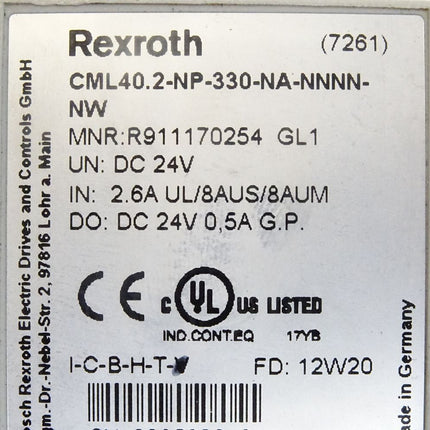 Rexroth CML40.2-NP-330-NA-NNNN-NW / R911170254 - Maranos.de