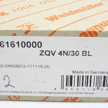 Weidmüller Querverbinder 2561610000 ZQV 4N/30 BL / Inhalt:2 Stück / Neu OVP - Maranos.de