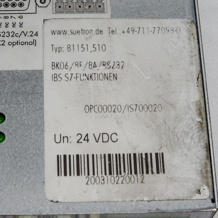 Sütron 81151,510 / BK06 / 8E / 8A / RS232 IBS S7-Funktionen - Maranos.de