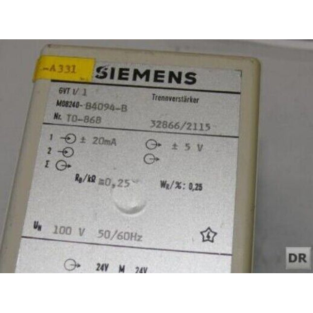 SIEMENS GVT 1/1 / Trennverstärker / M08240- B4094-B / M08240-B4094-B Nr. T0-868 - Maranos.de