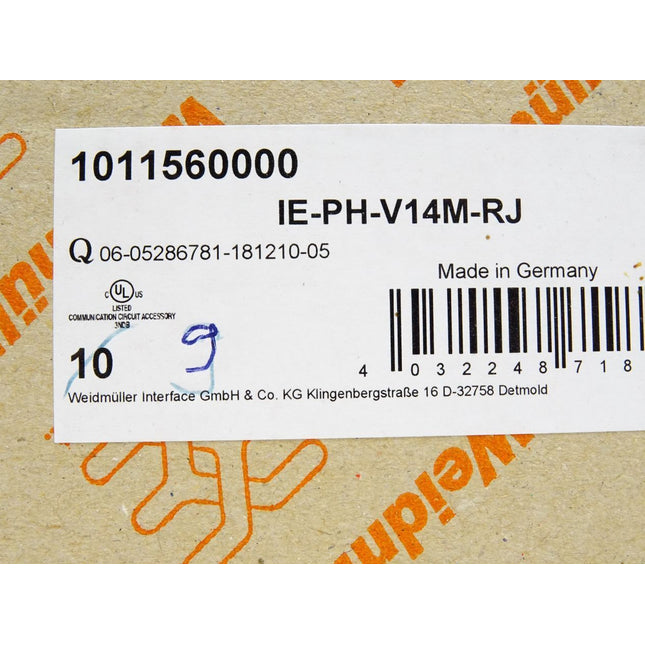 Weidmüller IE-PH-V14M-RJ / 1011560000 / Inhalt : 9 Stück / Neu OVP - Maranos.de