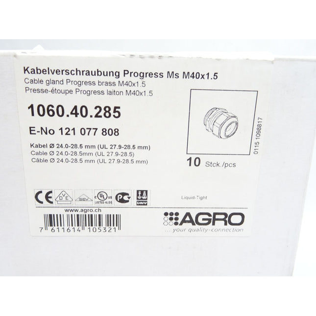Agro Kabelverschraubung Progress Messing M40x1.5 / 1060.40.285 / Inhalt:10 Stück / Neu OVP versiegelt - Maranos.de
