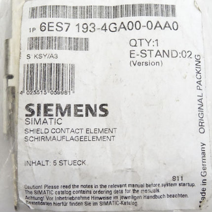 Siemens 6ES7193-4GA00-0AA0 6ES7 193-4GA00-0AA0 Inhalt:5 Stück Neu OVP - Maranos.de