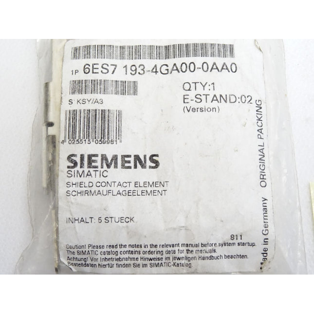 Siemens 6ES7193-4GA00-0AA0 6ES7 193-4GA00-0AA0 Inhalt:5 Stück Neu OVP - Maranos.de