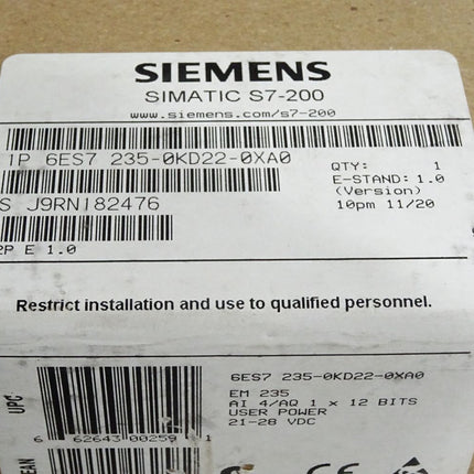 Siemens S7-200 6ES7235-0KD22-0XA0 6ES7 235-0KD22-0XA0 Neu OVP versiegelt - Maranos.de