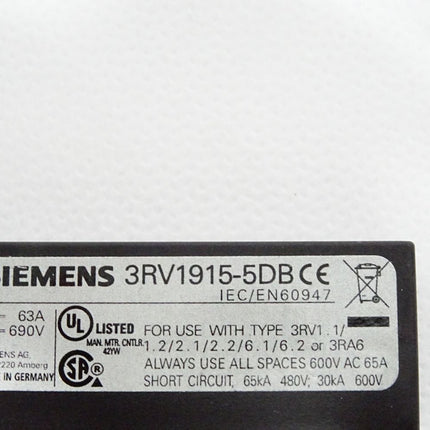 Siemens 3RV1915-5DB Verbindungsstück für 3-Phasen-Sammelschiene / Neu - Maranos.de