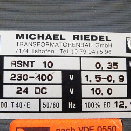 Michael Riedel Trafo Transformator 230-400V auf 24VDC RSNT10 - Maranos.de