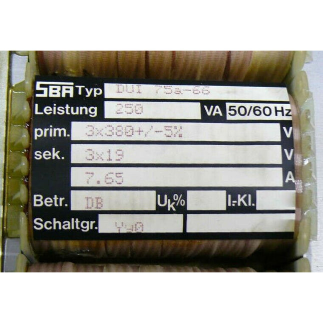 SBA DUI 75a-66 Trafo L: 250 / prim. 3x380+ / -5% - Maranos.de
