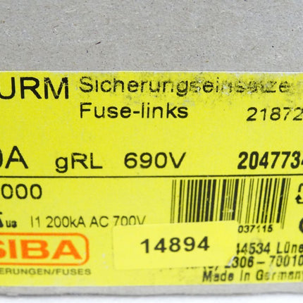 SIBA Sicherungen Fuses NH000 3URM Sicherungseinsätze 289752 50A gRL 690V 2047734.50 / Inhalt : 2 Stück / Neu OVP - Maranos.de