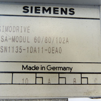 Siemens Simodrive HSA-Modul 60/80/102A 6SN1135-1DA11-0EA0 DEFEKT - Maranos.de