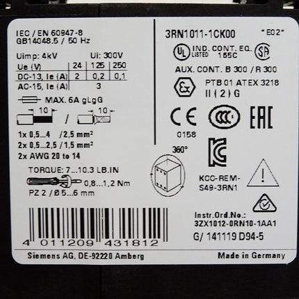 Siemens 3RN1011-1CK00 Thermistor-Motorschutz - Maranos.de