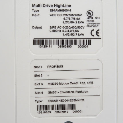 Lenze Servo Umrichter L-force Multi Drive HighLine E94AMHE0044 + Backplane E94AZPM0044 / Neuwertig OVP - Maranos.de