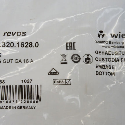 Wieland 70.320.1628.0 Gehäuseunterteil revos BAS GUT GA 16 A / Neu OVP - Maranos.de