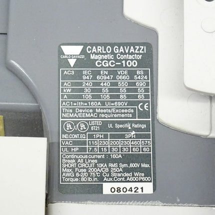 Carlo Gavazzi CGC-100 Schutzschalter  Schütz - Maranos.de