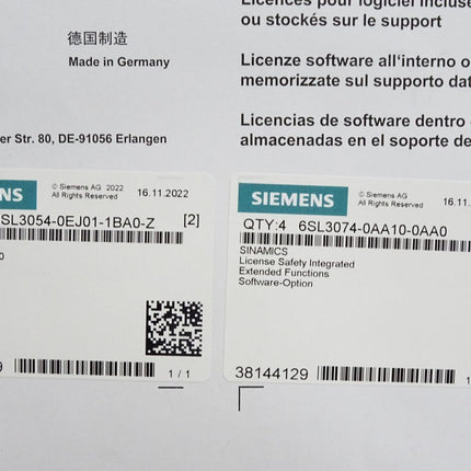 Siemens Sinamics S120 CompactFlash Card 6SL3054-0EJ01-1BA0-Z Z=F04 SW 4.8 + License 6SL3074-0AA10-0AA0 / Neu OVP - Maranos.de