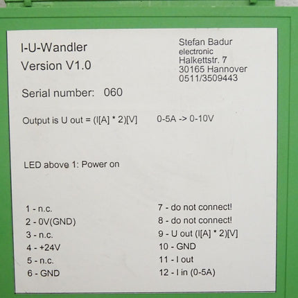Stefan Badur electronic I-U-Wandler V1.0 - Maranos.de