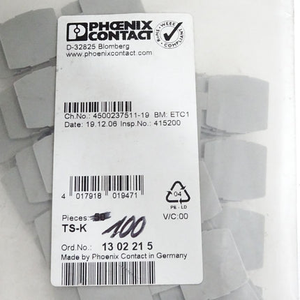 Phoenix Contact Trennplatte TS-K 1302215 / Inhalt:100 Stück/ Neu OVP - Maranos.de