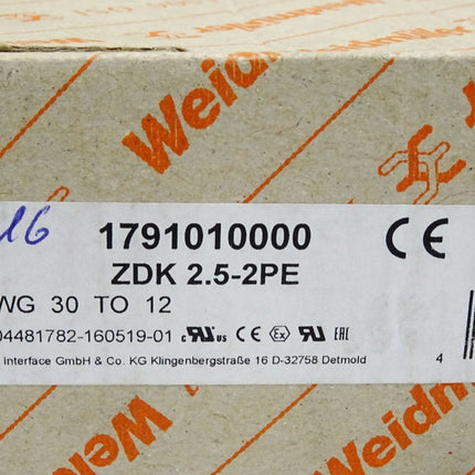 Weidmüller Schutzleiterklemme ZDK 2.5-2PE 1791010000 / Inhalt:16 Stück / Neu OVP - Maranos.de