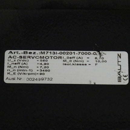 Bautz M713I-00201-7000 AC Servomotor 002499732 / 3480 Rpm - Maranos.de