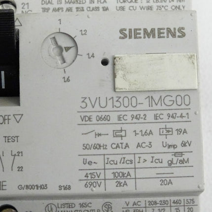 Siemens 3VU1300-1MG00 / 3VU13001MG00 / Leistungsschalter Motorschutzschalter - Maranos.de
