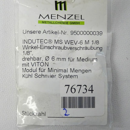 MENZEL Metalltechnik GmbH 2 Stück 9500000039 / Indutec® MS WEV-6 M 1/8 Winkel-Einschraubverschraubung 1/8´´ / Neu-OVP - Maranos.de