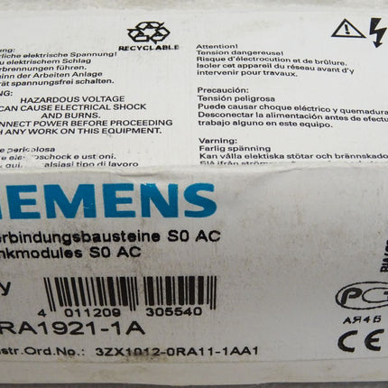 Siemens 3RA1921-1A / 10 Verbindungsbausteine / Neu OVP versiegelt - Maranos.de