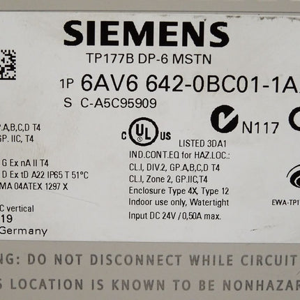 Siemens Panel TP177B DP-6 MSTN 6AV6642-0BC01-1AX1 - Maranos.de